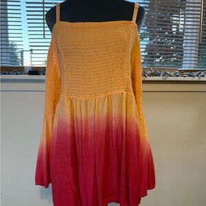 Torrid Orange and Red Ombre Long Sleeve Top On or off shoulder